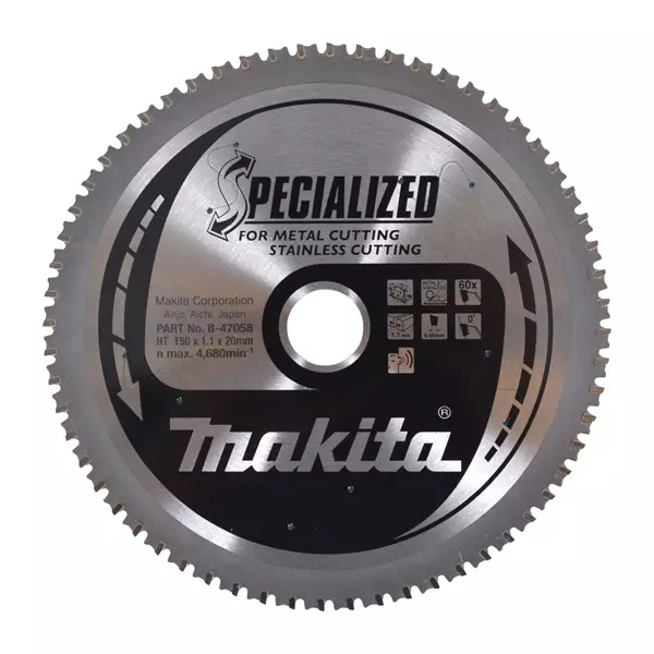 MAKITA B-47058 Pyörösahanterä 150x20x1,5mm, Z-60 RST - Pyörösahanterät - 106560 - 1