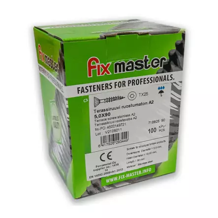 FIX MASTER Terassiruuvi A2 5,0x90 mm - Terassiruuvit - 127651 - 1