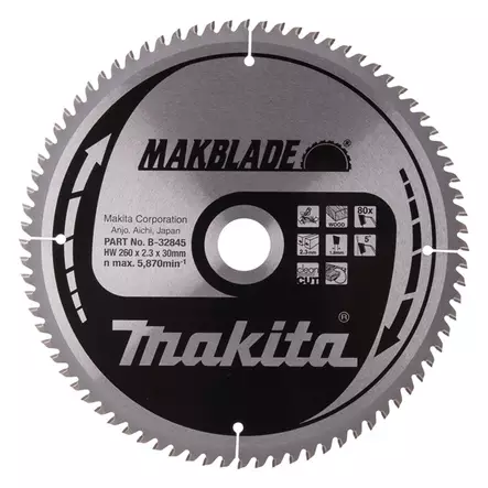 MAKITA Makblade Pyörösahanterä HM 260 mm Z-80 - Pyörösahanterät - 106631 - 1
