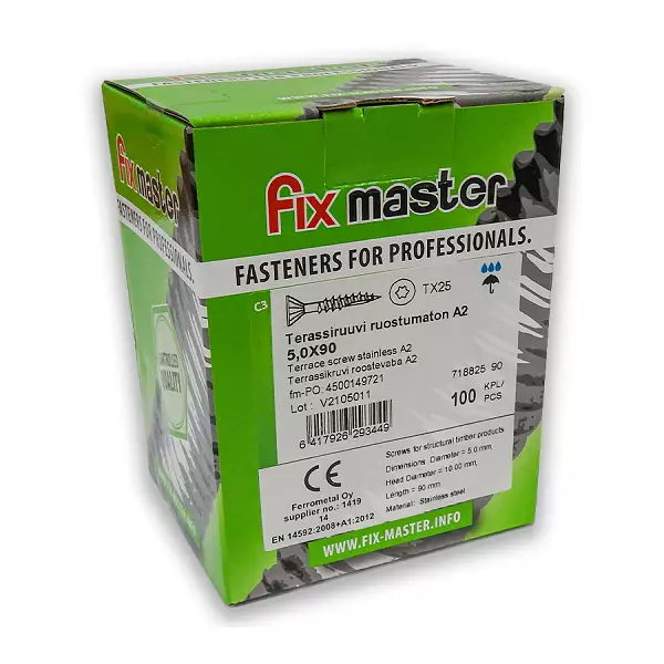 FIX MASTER Terassiruuvi A2 5,0x90 mm - Terassiruuvit - 127651 - 1