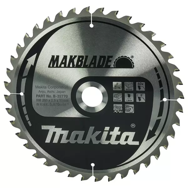 MAKITA B-32770 Makblade Pyörösahanterä HM 260 mm - Pyörösahanterät - 106622 - 1