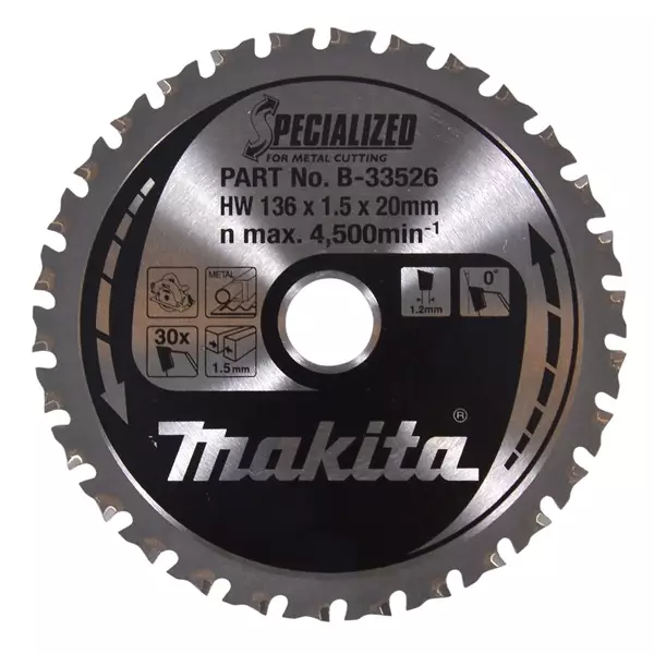 MAKITA B-33526 Pyörösahanterä HM 136 mm Z-30 - Pyörösahanterät - 106552 - 1