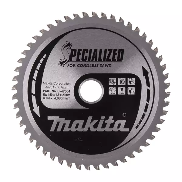 MAKITA B-47064 Pyörösahanterä 150x20x1,6mm Z-52 - Pyörösahanterät - 106562 - 1