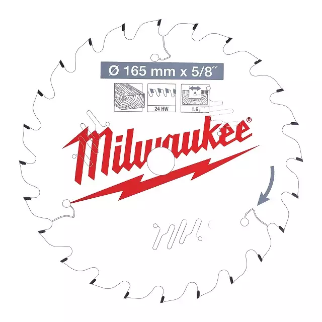 MILWAUKEE Pyörösahanterä W165x1,6x5/8" 24T - Pyörösahanterät - 121082 - 1