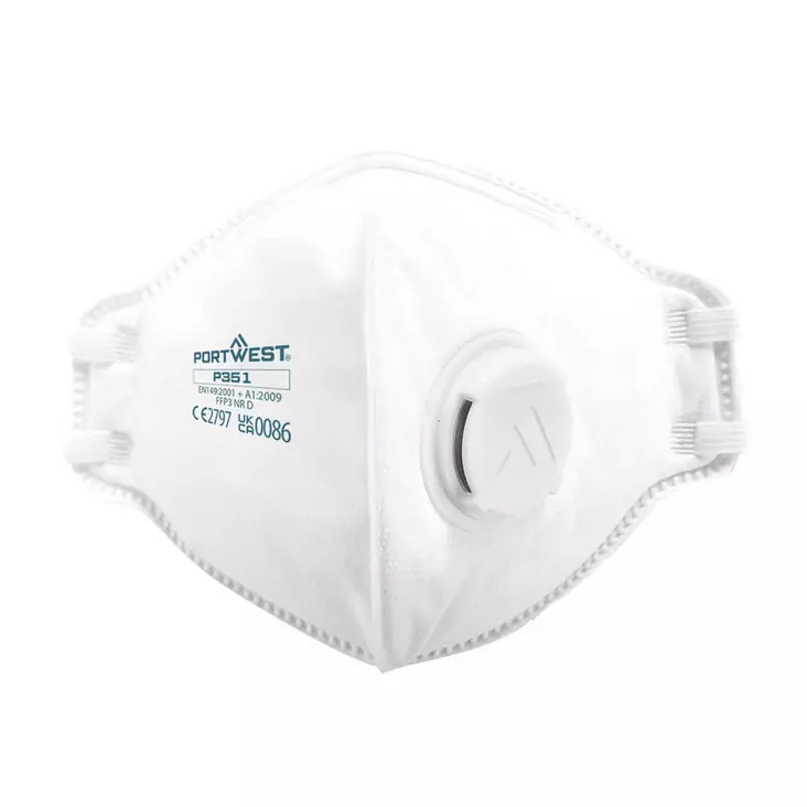 PORTWEST FFP3 Hengityssuojain venttilillä, taitettava - Puolimaskit - 137902 - 1