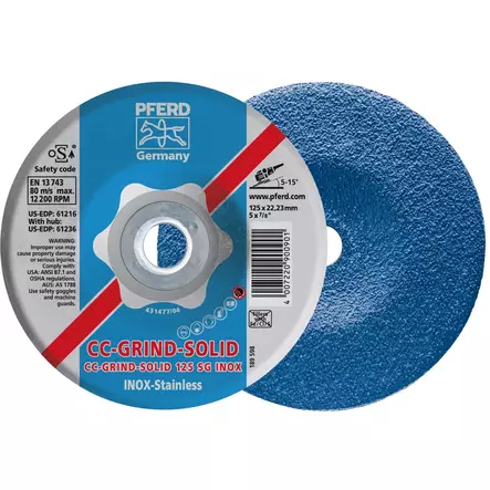 PFERD Hiomalaikka CC GRIND SOLID 125mm - Katkaisu & hiomalaikat, teräsharjat - 124643 - 1