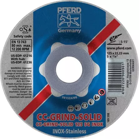 PFERD Hiomalaikka CC GRIND SOLID 125mm - Katkaisu & hiomalaikat, teräsharjat - 124643 - 2