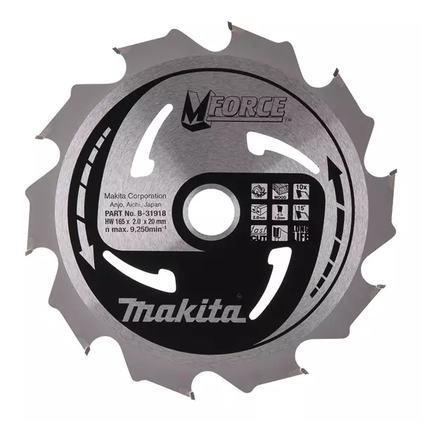 MAKITA B-31918 Pyörösahanterä HM 165 mm Z-10 - Pyörösahanterät - 106563 - 1