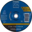 PFERD Hiomalaikka E 230x7 mm PSF Inox A24L - Katkaisu & hiomalaikat, teräsharjat - 124624 - 1