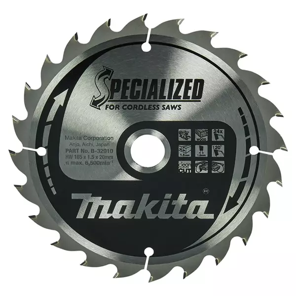 MAKITA B-32910 Specialized Pyörösahanterä HM 165 mm - Pyörösahanterät - 106654 - 1