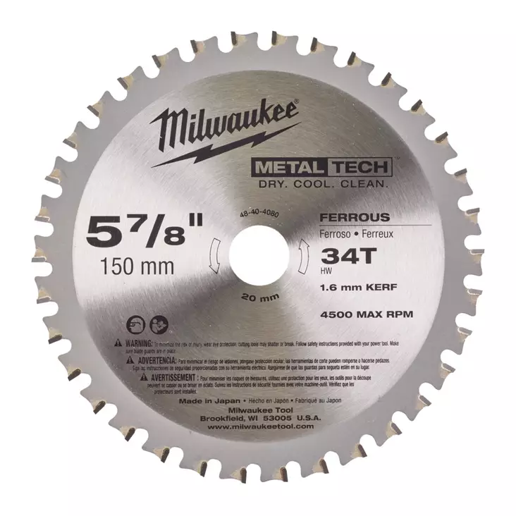 MILWAUKEE Pyörösahanterä M150x1,6x20mm 34T - Milwaukee terät ja tarvikkeet - 137844 - 1
