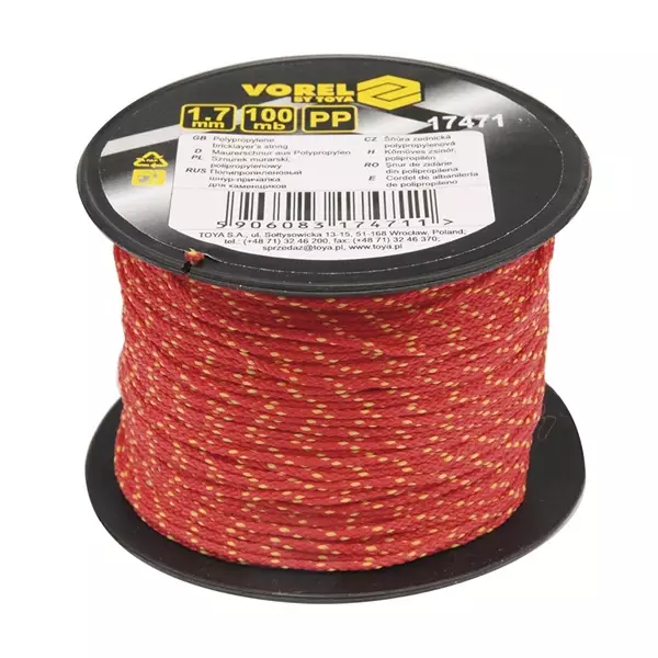 VOREL Linjalanka Ø 1,7mm x50 m punainen - Räpsylangat ja värit - 129924 - 1