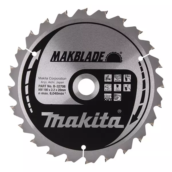 MAKITA B-32708 Makblade Pyörösahanterä HM 190 mm - Pyörösahanterät - 106615 - 1