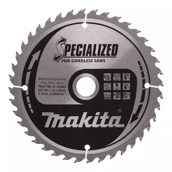 MAKITA B-32960 Specialized Pyörösahanterä HM 165 mm - Pyörösahanterät - 106655 - 1