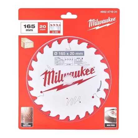 MILWAUKEE Pyörösahanterä W165x1,6x20mm 24T - Milwaukee Tarvikkeet - 121086 - 2