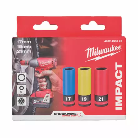 MILWAUKEE SHW Autohylsysarja 17-19-21 mm - Hylsy- ja työkalusarjat - 135716 - 2