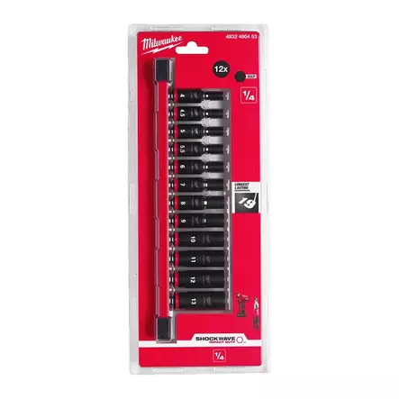 MILWAUKEE SHW Hylsysarja syvä 1/4" 12 osaa - Hylsy- ja työkalusarjat - 132086 - 2