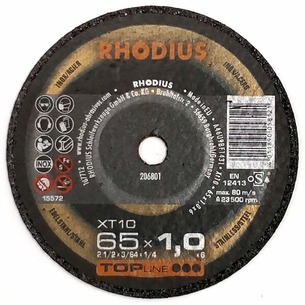 RHODIUS XT10 Katkaisulaikka 65x1,0x6mm - Katkaisu & hiomalaikat, teräsharjat - 126046 - 2