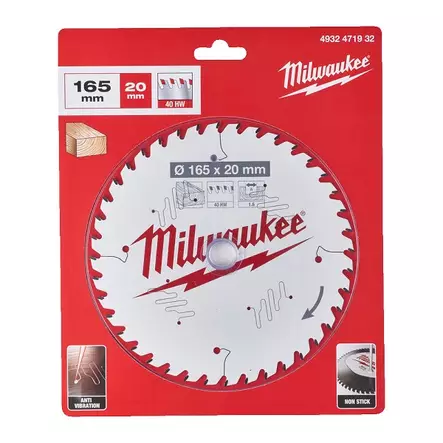 MILWAUKEE Pyörösahanterä W165x1.6x20 40T - Milwaukee Tarvikkeet - 121087 - 2