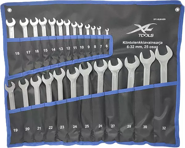 XL-TOOLS Kiintolenkkiavainsarja 6-32mm, 25-osaa - Kiinto- ja räikkälenkkiavaimet - 137537 - 1
