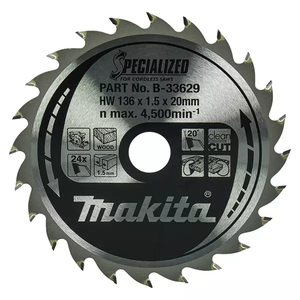 MAKITA B-33629 Pyörösahanterä HM 136 mm Z-24 - Pyörösahanterät - 106547 - 1
