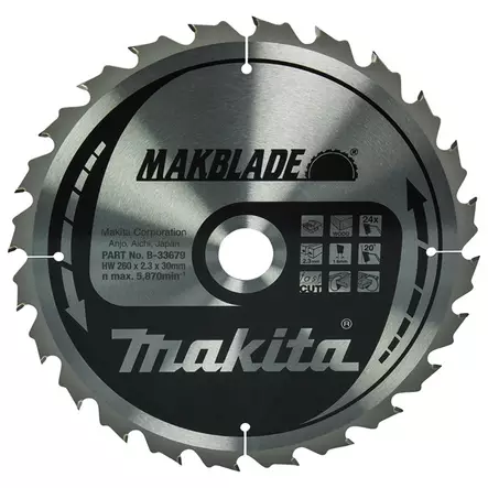 MAKITA Makblade Pyörösahanterä HM 260 mm Z-24 - Pyörösahanterät - 106648 - 1