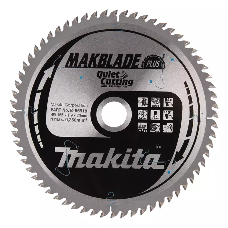 MAKITA B-56518 Pyörösahanterä HM 165 mm - Pyörösahanterät - 106658 - 1