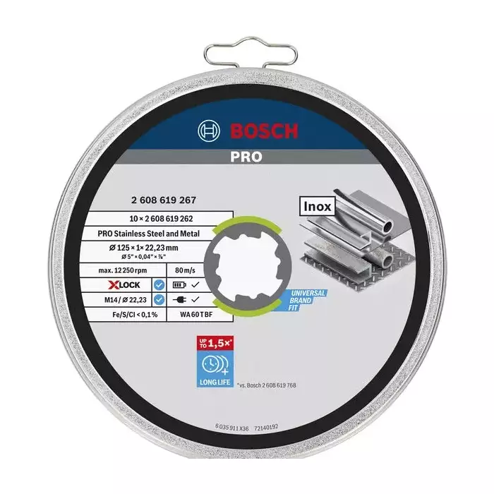 BOSCH X-LOCK Katkaisulaikka 125x1x22,23mm INOX - MÄÄRÄmarkkinat - 125139 - 1
