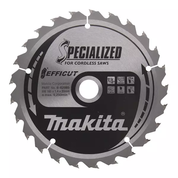 MAKITA B-62985 Efficut Pyörösahanterä HM 165 mm - Pyörösahanterät - 106659 - 1
